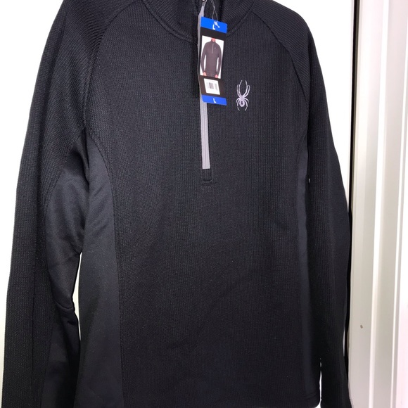 🆕 Spyder Men's Half-Zip Outbound Stryke Sweater Jacket - M-Black - Picture 4 of 7